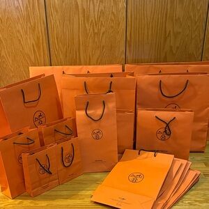 Hermès Orange Paper Shopping Bags - Assorted Sizes